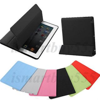 Black iPad 2 Magnetic Leather Smart Cover + Back Case  