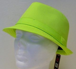   Stylish Trendy Neon Green Summer Cool Brim Fedora Panama Sun Hat L/XL