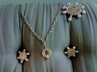 KENNETH J. LANE FOR AVON MEDALLION COLLECTION NECKLACE PIN EARRINGS 