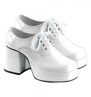 Mens White 70s Platform Shoes Size 8 9