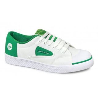   FLASH Unisex Retro Trainers White/Green Mens Boys Canvas Plimsolls