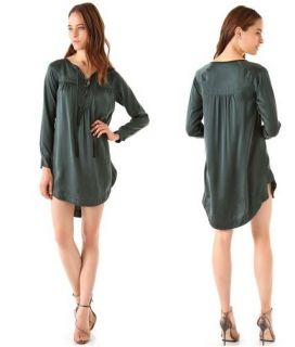 2012FALL NEW $395 Rebecca Taylor Leather Trim Shirt dress washed silk 