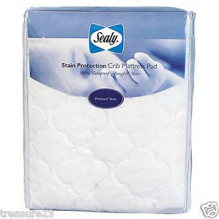 Sealy Stain Protection Crib Mattress Pad 100% Waterproof NEW