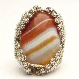Wire Wrap Berry Wire Red/White Sardonyx Sterling Silver Gemstone Ring