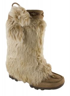 SKU Moccasin Mukluk Faux Fur Suede boots with Pompoms Dangles Taupe 