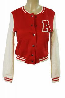 New Letter A RED/WHITE Varsity Letterman Baseball Top Jacket Womens 
