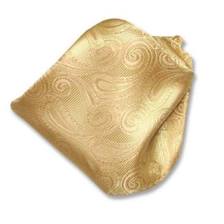 Gold Paisley Design Handkerchief Pocket Square Hanky