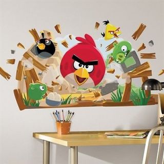 ANGRY BIRDS Big 34x20 Wall Decor Mural Room Decor Decals Vinyl Game 