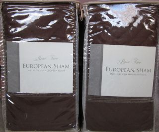 Two (2) Rose Tree RAIN FOREST Chocolate Brown Quilt Euro Pillow Shams