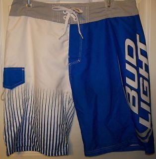   Light Lite Beer Blue White Board Swim Trunks Shorts Mens Size 30 NWT