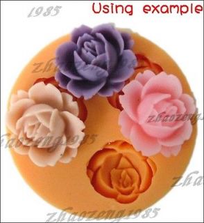 Rose Flower Cabochon 3 Cavities Flexible Silicone Crafts Scrapbooking 