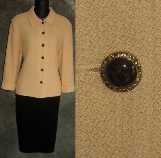 St John collection knit yellow suit jacket blazer size 4 6 8