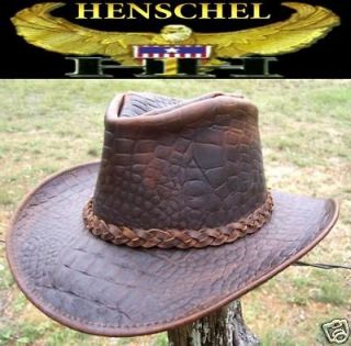 NEW Henschel Hats WALKER Crocodile Embossed Leather Western Cowboy Hat 