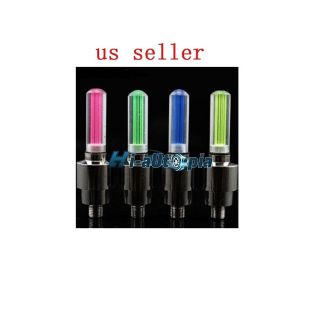 New 4PCS Cycling Bike Bicycle Tyre Wheel Neon LED Lamp Valve Caps 