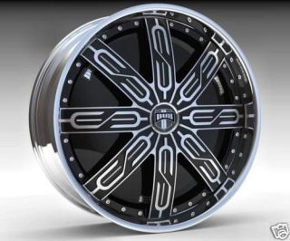 26 DUB SPIN Tycoon Wheel SET 26x10 Black Chrome Spinner Rims RWD 5 