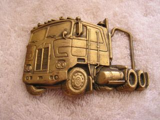 Vintage 1978 Baron Solid Brass Belt Buckle Truck Diesel