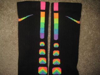 NEW Rare Custom Rainbow w/ Arrowhead Stripes Nike Elite Socks Sz Large 