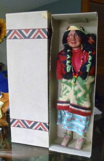 Antique 1920s 15.5 Skookum Bully Good Great Indian Baby Doll with Box 
