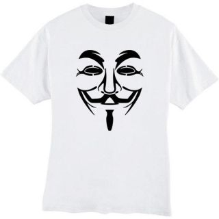 FOR VENDETTA Anonymous Guy Fawkes White T Shirt S M L XL 2XL