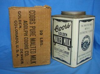 Coors Malted Milk 10Lbs Tin, Exc Condition W/Lid & ORIGINAL BOX