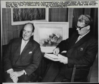 1958 Adlai E Stevenson sits for sketch with artist Henk Bos Press 