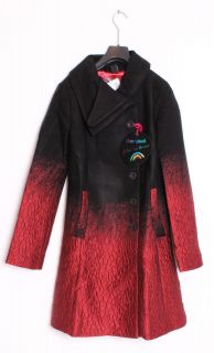 Desigual ABRIG SUENOS LIQUIDO Ombre Black Red A Line Jacket Coat