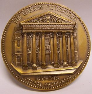 Vintage 1810   1910 THE BANK OF PITTSBURGH Bronze Medal Medallion 3 