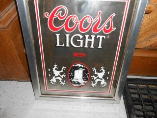 Vintage Coors Light Beer Bar Display Mirror Sign RARE! Man Cave