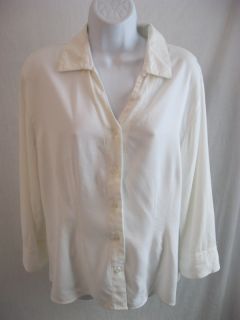TIANELLO Sz M White Suzy Blouse Tencel Blend Shirt/Jacket Casual 