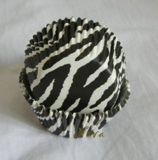 50 Black and white zebra cupcake liners bake paper cup muffin cases