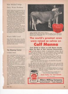 Albers Milling Company Calf Manna Pellets Jersey 1953 Farm Antique 