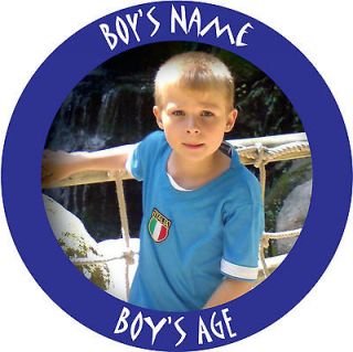 Personalised Photo Name Age Birthday Boy Son 7.5 Round Edible Icing 