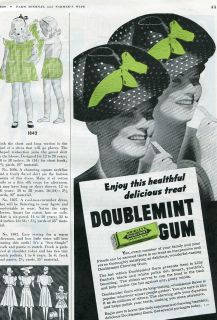 1939 Wrigleys Doublemint Chewing Gum Twins Ad with Lilly Dache Hat