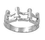 Sterling Silver Children Holding Hands Size 8 Ring