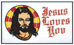  FLAG OF JESUS LOVES YOU CHURCH PSALM PRAY CHRISTIAN MASS RELIGEOUS