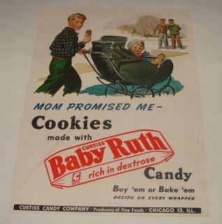 1947 Baby Ruth candy bar ad ~ MOM PROMISED ME