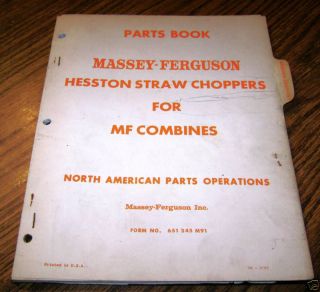 Massey Ferguson Hesston Straw Chopper Parts Catalog mf