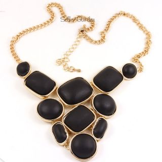 IN696 vintage style metal Chunky Bib Chain black Choker Necklace