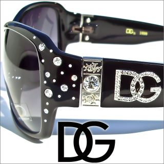 DG Sunglasses Womens Rhinestones Black Designer Shades