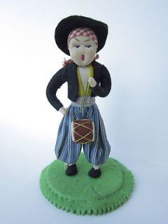 Vintage Cloth Wire Boy Doll Gaucho with Drum Hat and Bandana   5