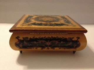   Italian Wooden Inlaid Music Trinket Jewelry Box, Come Back to Sorrento