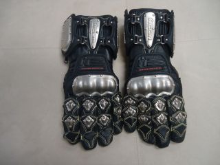 ICON MOTORCYCLE RIDING GLOVES TITANIUM BLACK LEATHER SIZE LARGE TIMAX