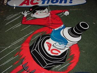 RARE NEAR MINT 1961 Vintage AC SPARK PLUG Old Graphic Gas Station Sign