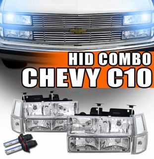 8000K HID 94 02 Chevy C/K 1500 2500 3500 Truck Headlights+Bum​per 