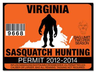   Hunting Permit License Decal Sticker Chevy Dodge Truck 2500 VIRGINIA