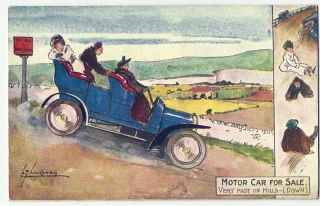 Motor Car for Sale AUTOMOBILE Comic Tuck Old Postcard
