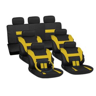 22pc Full Set Yellow Black SUV Seat Cover FREE Steering Wheel Belt Pad 