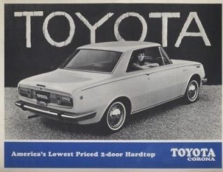 1968 Toyota Corona 2 door Hardtop Sales Brochure Sheet
