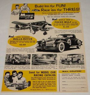 1965 Monogram models ad ~ FOCKE WULF, 1931 ROLLS ROYCE
