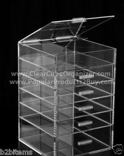 ACRYLIC LUCITE CLEAR CUBE MAKEUP ORGANIZER W/DRAWERS